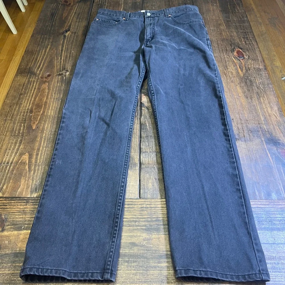 Levis‎ 505 Regular Fit Jeans Mens 36x34 Faded Black Straight Leg Denim Pants